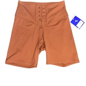 JoyLab Brown High Waist Shorts with Lace-Up Detail